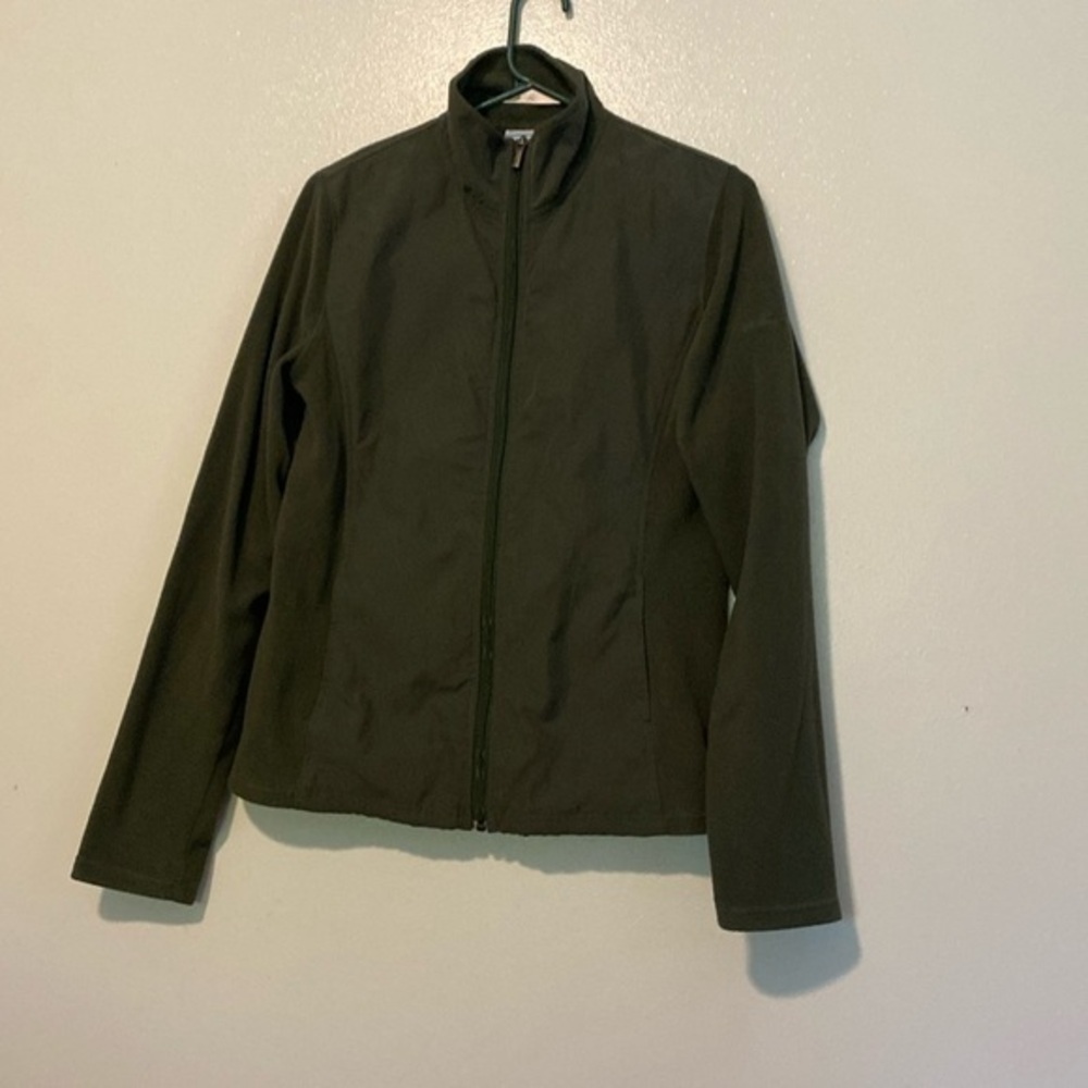 Columbia fleece soft shell full zip up green pocket coat jacket medium